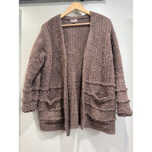 Barefoot‎ Dreams Boardwalk Cozy Chic Fringe Cardigan Brown  Size Large